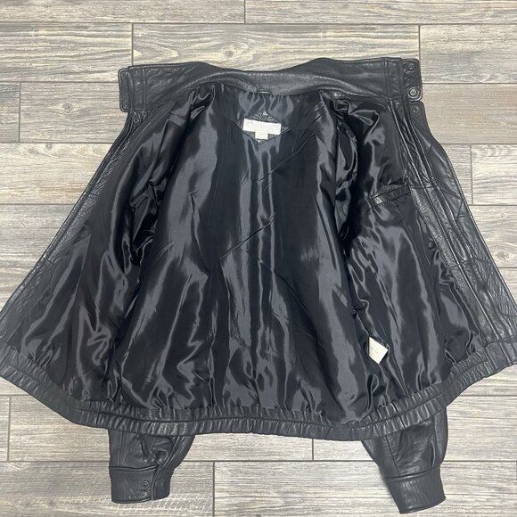 VTG John Ashford Leather Bomber Jacket Large Black Genuine New Zealand Lambskin - Picture 7 of 16